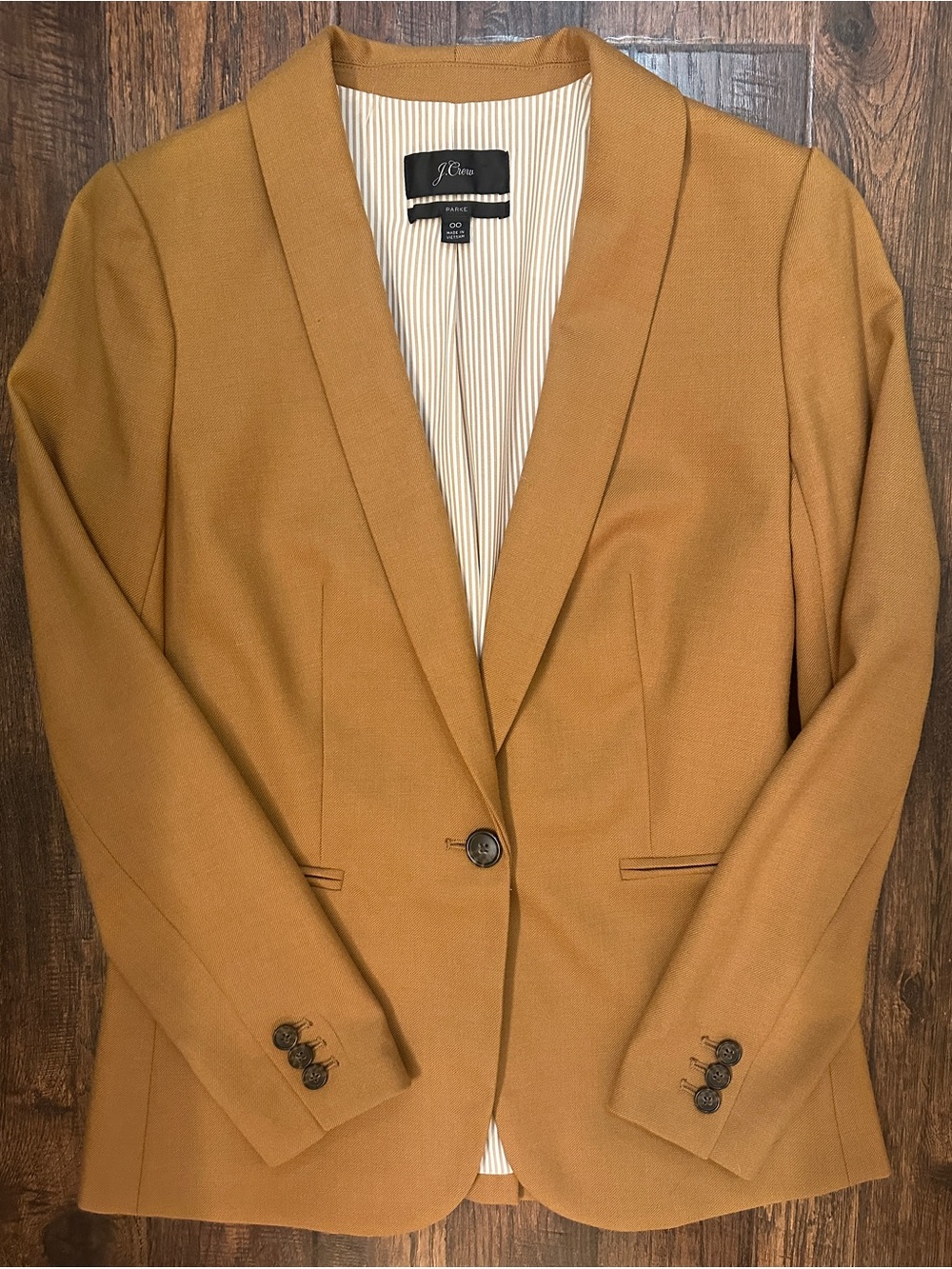 J. Crew Parker Women's Camel Single-Button Blazer Size00 Wool Stretch Career